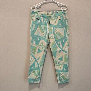 New York & Company Green Patterned Ankle Jeans